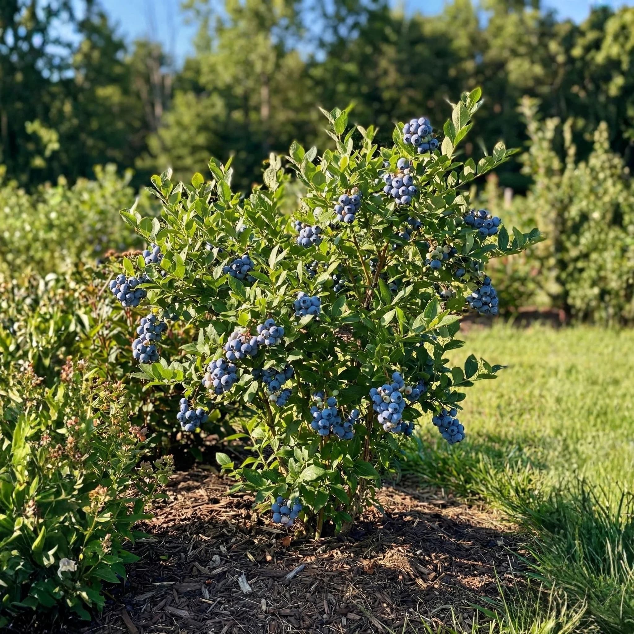 duke blueberry bush ripe fruit garden